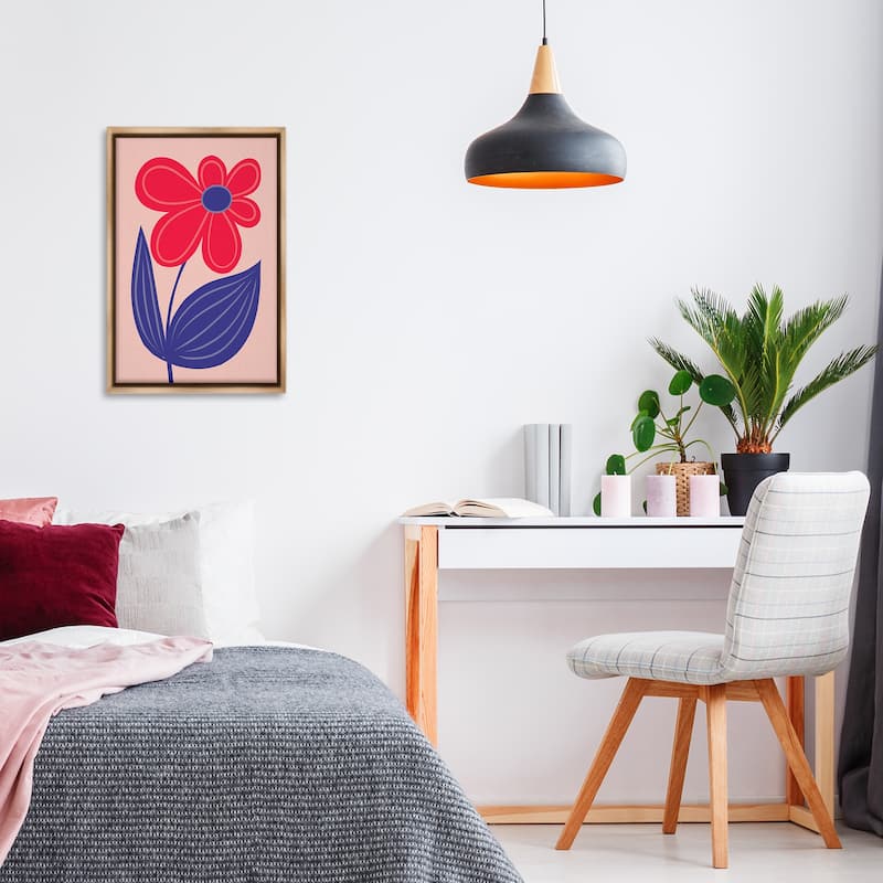 Stupell Playful Bold Red Daisy Framed Floater Canvas Wall Art Design By Martina Pavlova