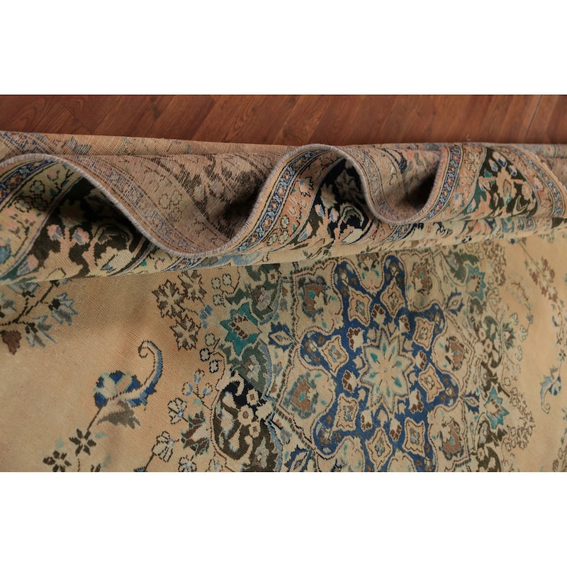 Traditional Floral Mashad Persian Rug Handmade Wool Carpet - 9'9"x 12'6"