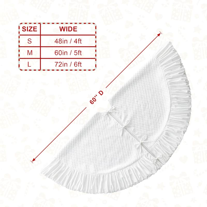 Glitzhome 60"D Oversized White Velvet Ruffled Christmas Tree Skirt