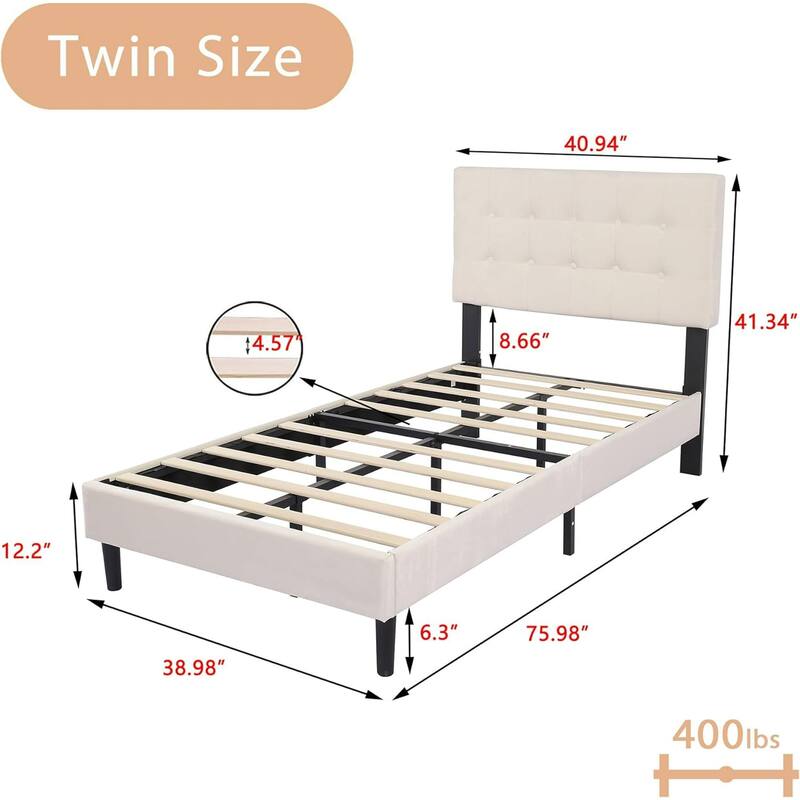 Alazyhome Square Tufted Upholstered Platform Bed Frame