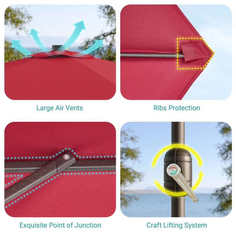 Bonosuki 9ft Patio Umbrella Market Table Umbrella with Tilt and Crank