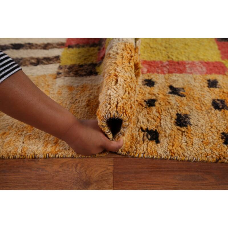 Plush Moroccan Oriental Area Rug Hand-Knotted Geometric Wool Carpet - 8'11" x 12'9"