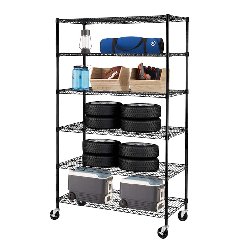 Liam 6-Tier NSF Certified Wire Shelving Unit Rack with Adjustable Shelving and Includes Wheels