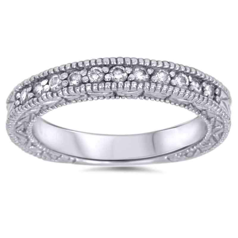 1/3ct Diamond Ring Vintage Antique Wedding Womens Band White Gold