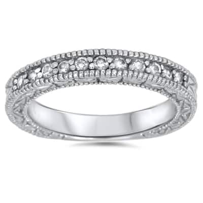 1/3ct Diamond Ring Vintage Antique Wedding Womens Band White Gold