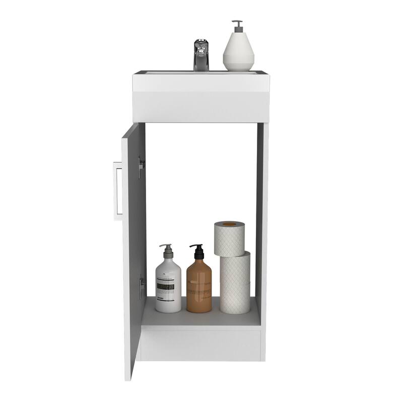15.7-Inch Bathroom Storage Cabinet with Internal Shelf, Single Door, and Sleek Metal Handle - 15.7in L