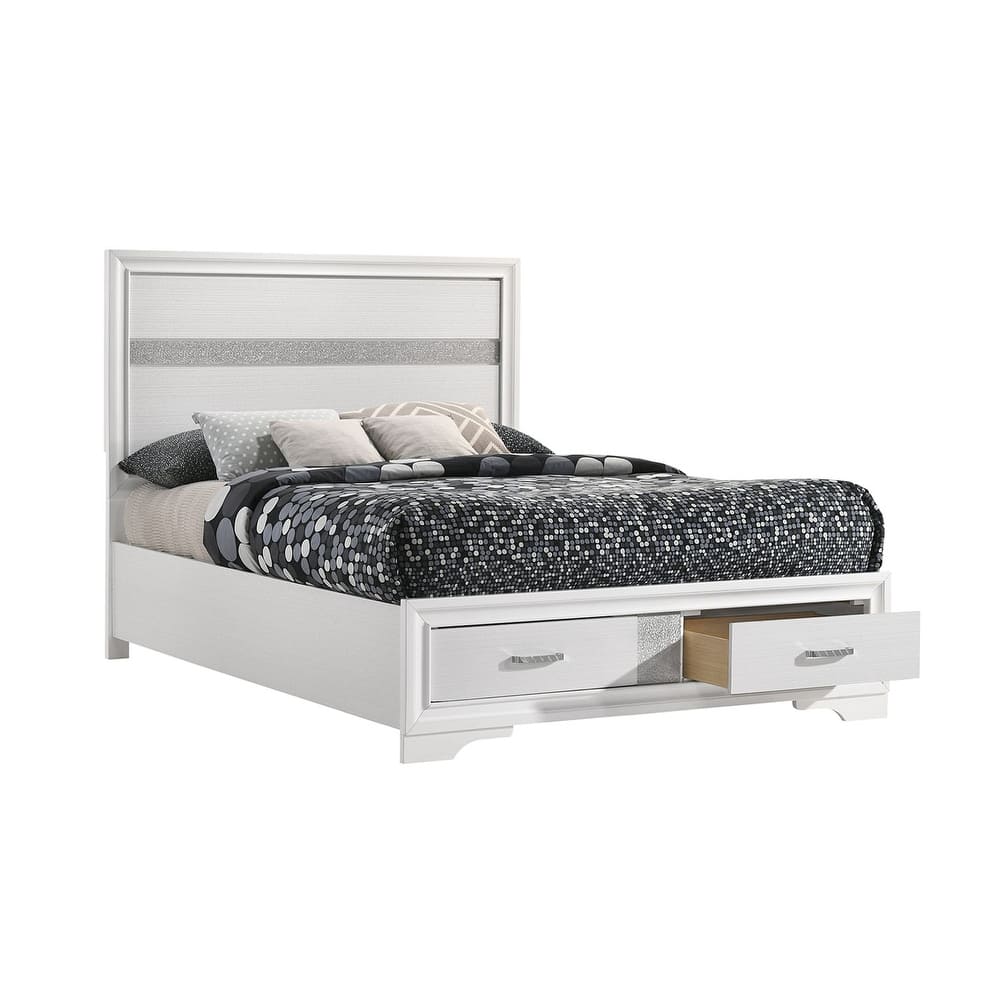 Bed with Two Storage Drawers in White