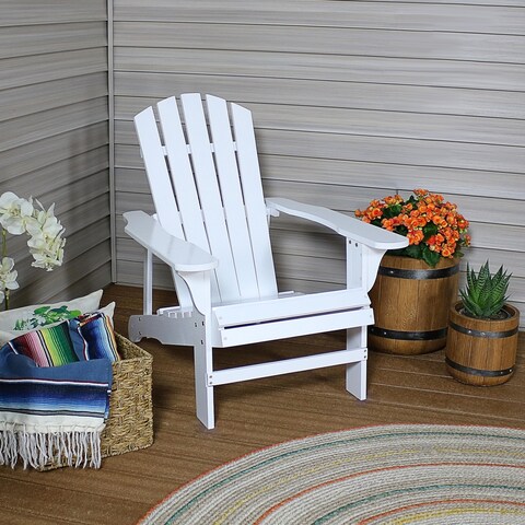 Sunnydaze Coastal Bliss Wooden Adirondack Chair - White