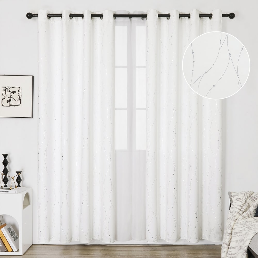 Deconovo Wave Line with Dots 52 Width Curtains Pair(2 Panel)