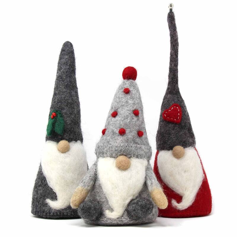 Handmade Felt Christmas Gnomes Trio (Set of 3)