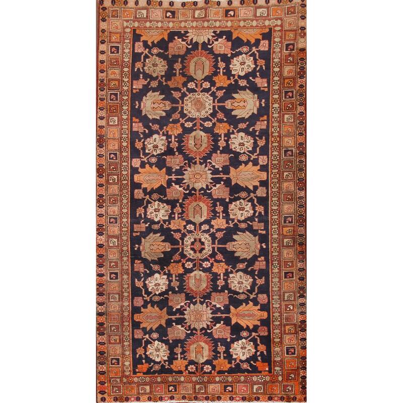 Navy Blue Ardebil Persian Antique Area Rug Handmade Wool Carpet 4'6"x