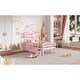 preview thumbnail 4 of 28, Wood Twin Size House Bed, Adorable Kids Platform Bed with Roof, Guardrail and Little Stair, Storage Bed Frame with Drawer