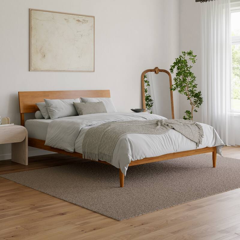 Bradford Platform Bed with Adjustable Headboard - Queen - Light Toffee