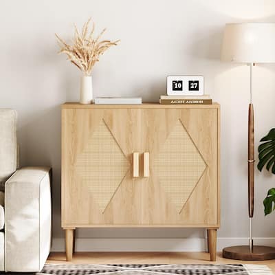 Sideboard Buffet Cabinet, Storage Cabinet with Rattan Doors