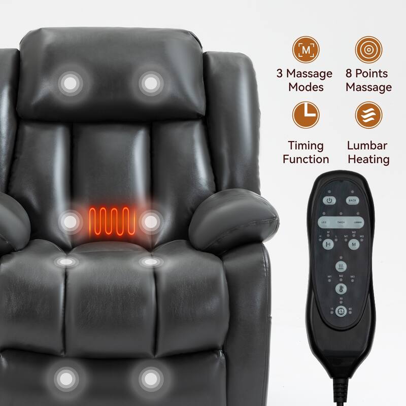 Dual Motor Power Lift Recliner Chair, Heat Massage, Remote Control