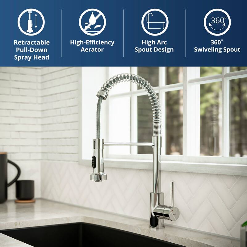 Karran Kadira Single-Handle Pull-Down Sprayer Kitchen Faucet