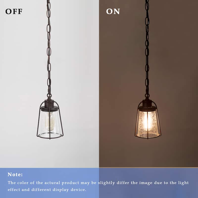 Farmsy Modern Farmhouse Mini Pendant 1-light Oil Rubbed Vintage Seeded Glass Industrial Kitchen Island Lighting - 4.5 inches
