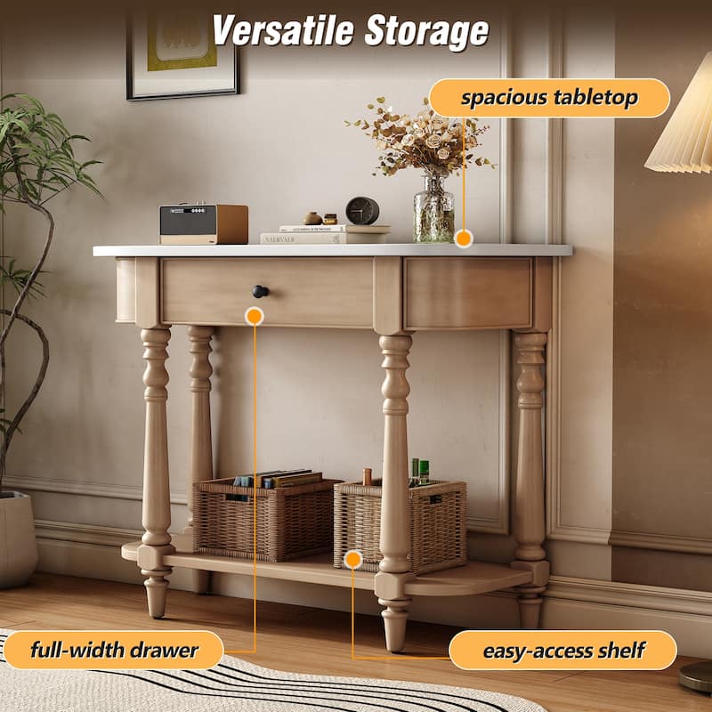 Narrow Console Table with Curved Corner