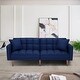 preview thumbnail 13 of 22, Convertible Futon Sofa Bed with Two Pillows, Modern Upholstered Sleeper Sofa Couch with 3 Adjustable Backrests Blue