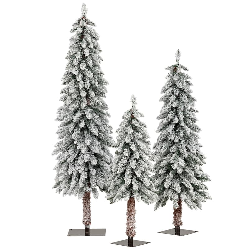 Gymax 3' 4' 5' Artificial Christmas Tree Set of 3 w/ Snow-flocked