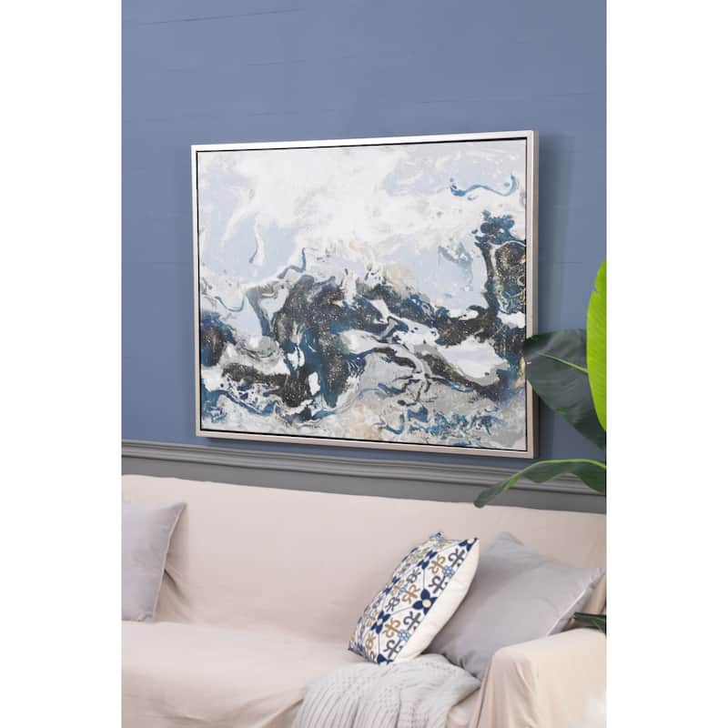 47.2x35.4" Cerulean Seas Framed Hand-painted Wall Art, Wall Décor for Living Room Dining Room Bedroom Office Entryway