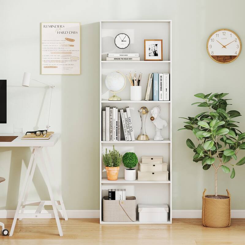 Gymax 2 PCS 5-Tier Bookshelf Open Bookcase Freestanding Display Shelf