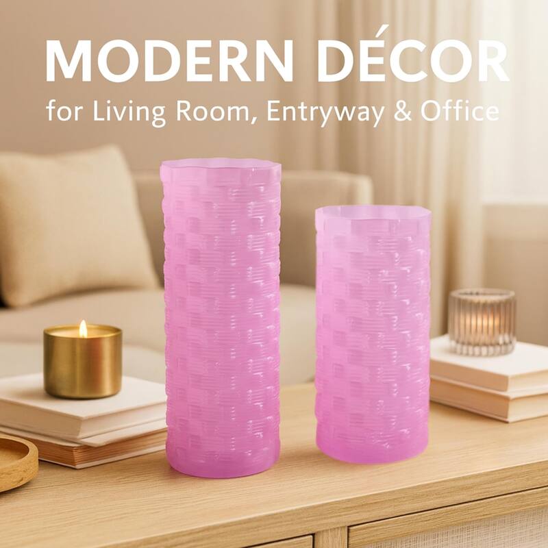 Aria Home Tall Speckled Sandstone Ceramic Oblong Table Vases Set of 2