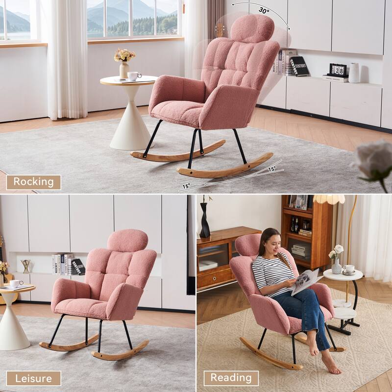 Teddy Fabric Nursery Rocking Chair with Headrest