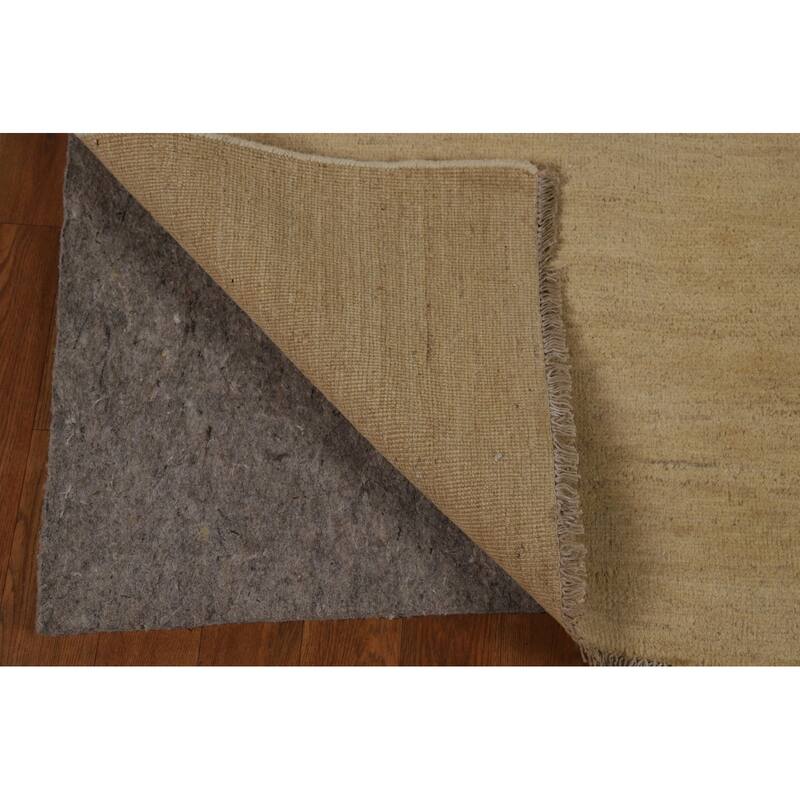 Beige Gold Gabbeh Oriental Area Rug Hand-Knotted Wool Carpet - 5'9" x 8'4"