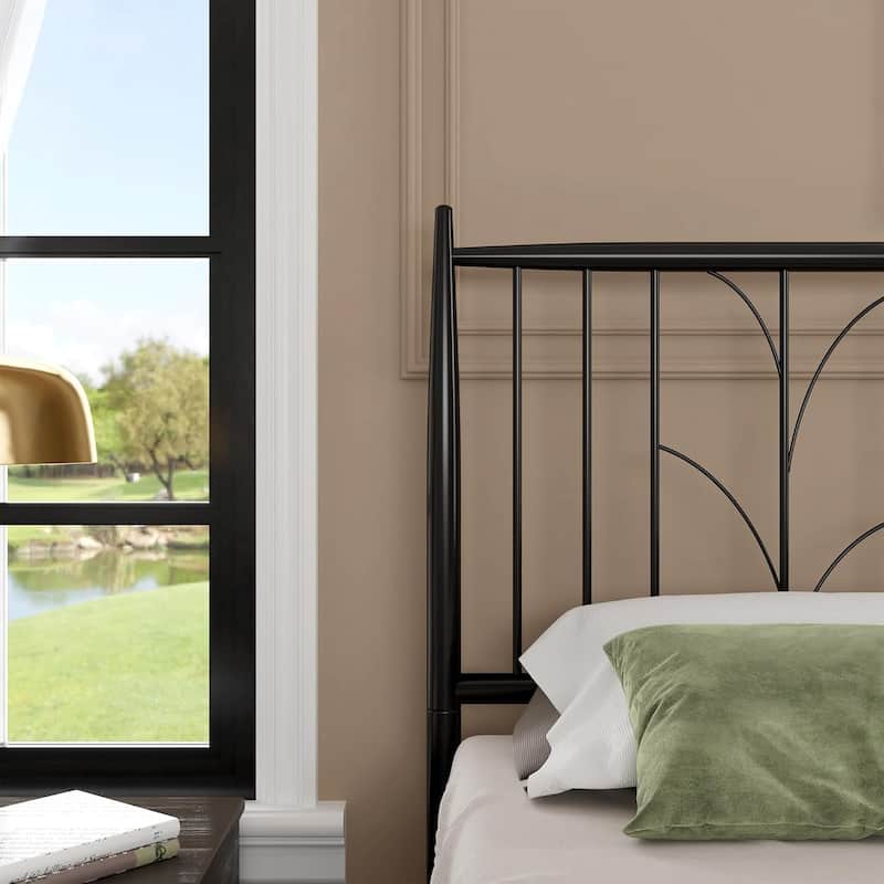 Full Metal Platform Bed Frame with Headboard & Underbed Storage, Modern Design, Easy Assembly