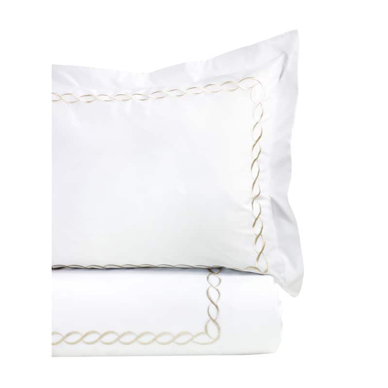 Home Sweet Home Collection 600 Thread Count Cotton Rope Embroidery Duvet Set - Ivory - King - Cal King