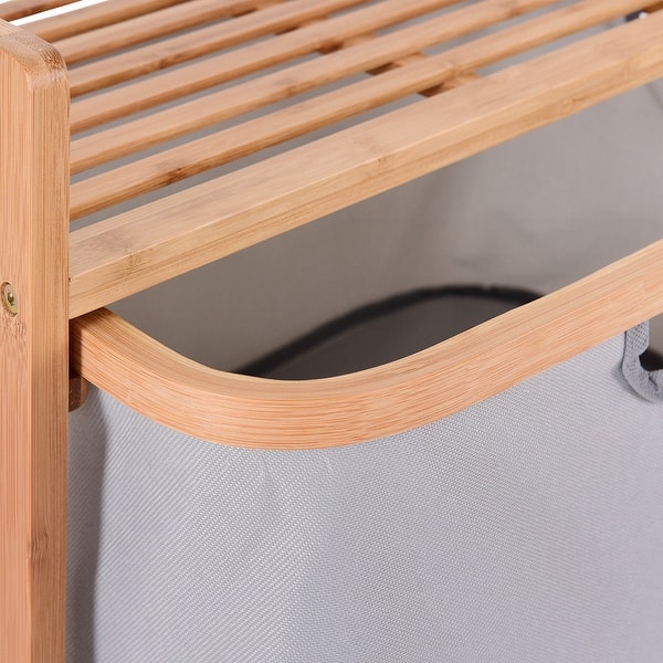 Shop Costway 2 Drawer Bamboo Shelf Dresser Sliding Cloth Fabric