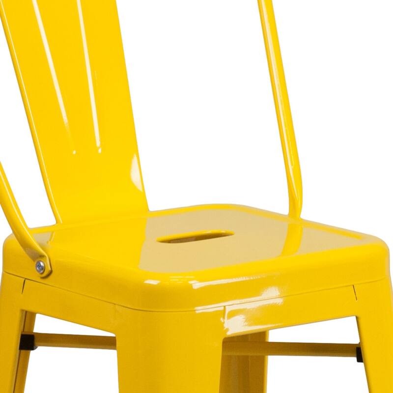 24'' High Metal Indoor-Outdoor Counter Height Stool with Back