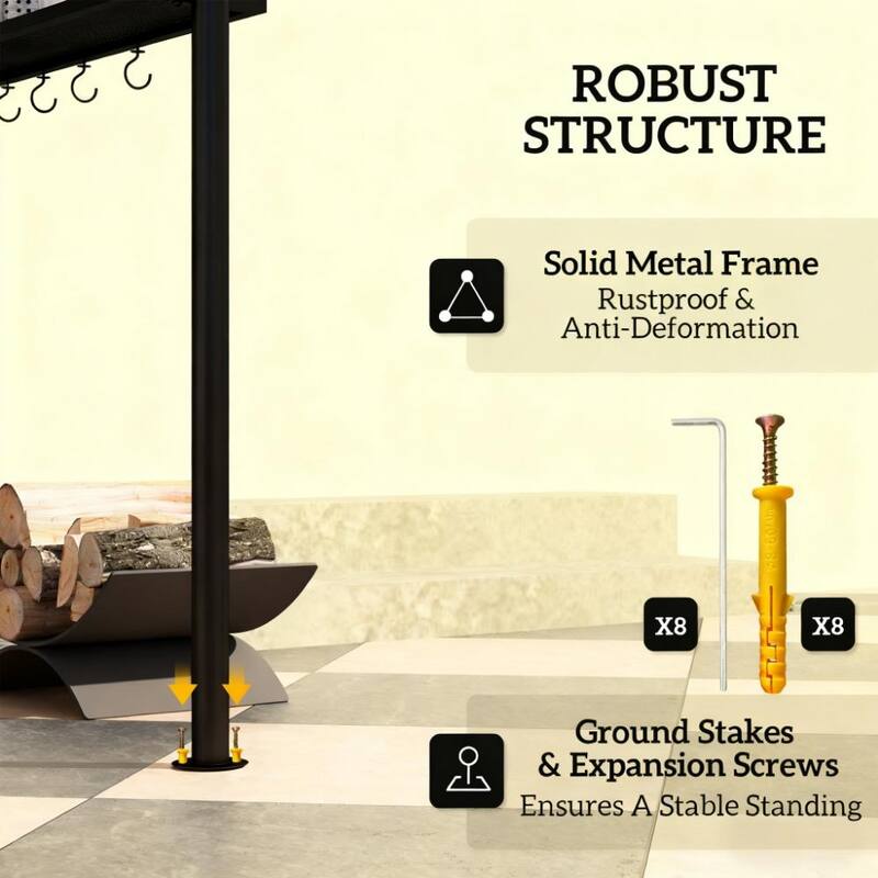 GDFStudio Outdoor Vayla Metal BBQ Grill Gazebo with Adjustable Awning and Storage