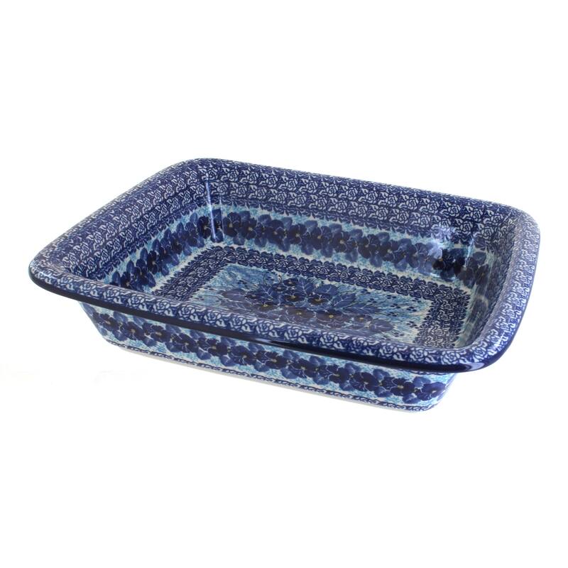Blue Rose Polish Pottery 855 Ceramika Artystyczna Medium Rectangular Baker - Joanna
