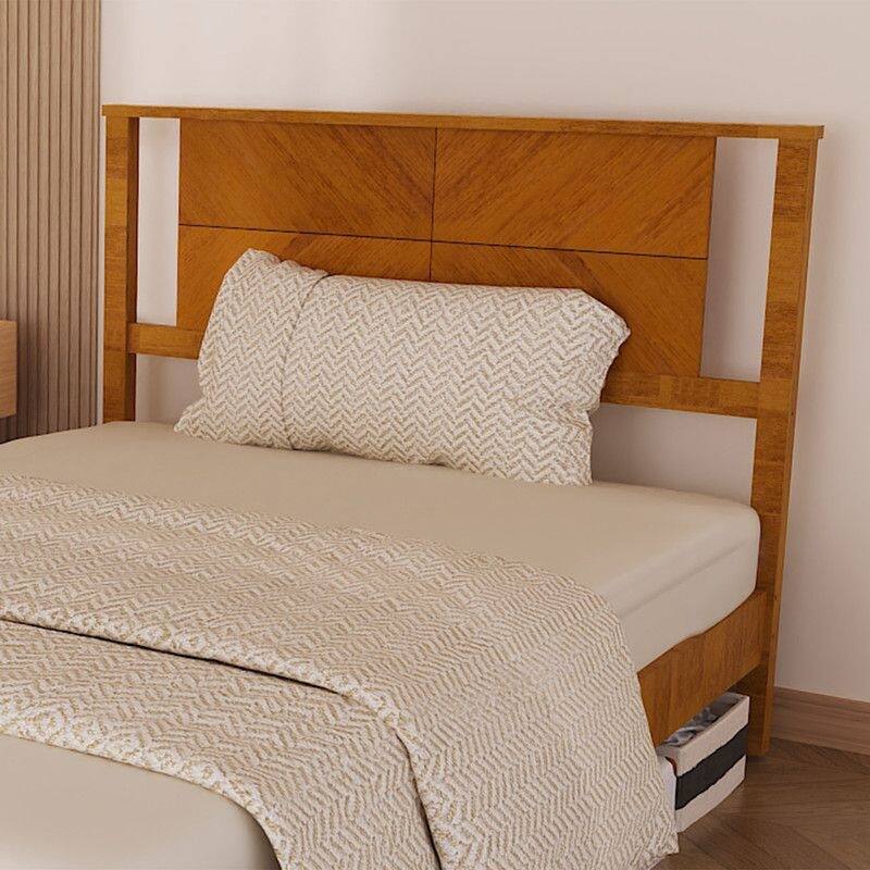 Twin Size Deluxe Bed Frame with Headboard with Solid Wood, No Box Spring Needed, Easy Assembly, White