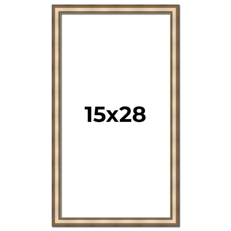 15x28 Frame Gold Solid Wood Shadow Box Width 1.5 Inches | Interior Frame Depth 2 3/8 Inches