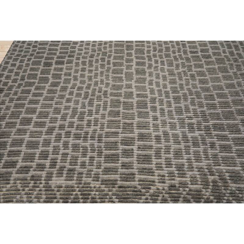 8x10 Tibetano Hand Knotted Wool Modern Blue Morrocan Ribbed Patterned Rug - 8' x 10'