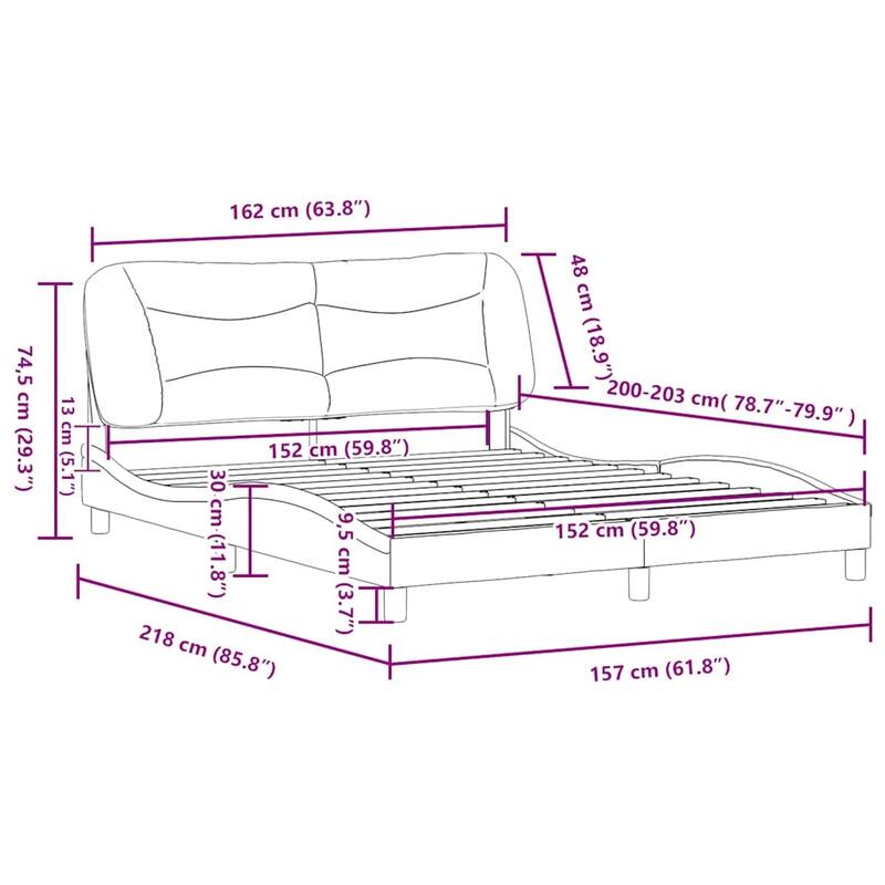 vidaXL Bed Frame without Mattress "Hvar" Light Gray Fabric