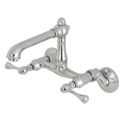 Kingston Brass English Country 6 in. Adjustable Center Wall Mount Kitchen Faucet