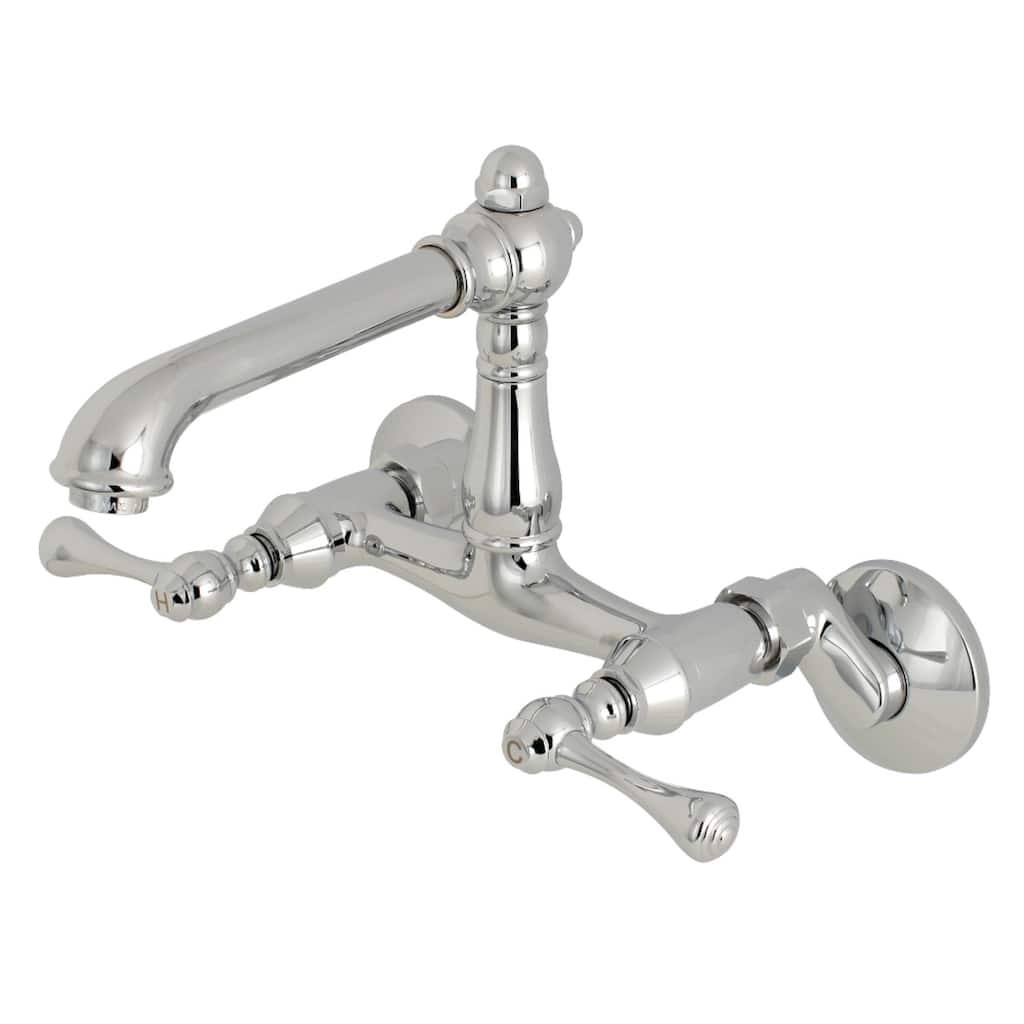 Kingston Brass English Country 6 in. Adjustable Center Wall Mount Kitchen Faucet