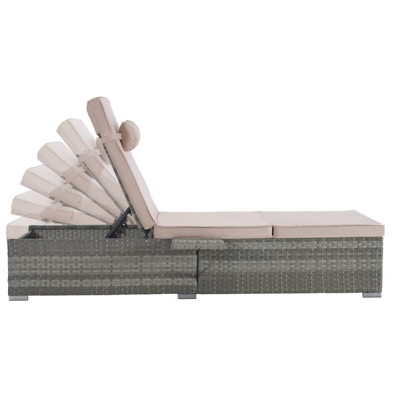 GDFStudio - Amelia Outdoor Chaise Lounge Chair Set of 2 with Adjustable Recline and Side Table for Poolside Relaxation