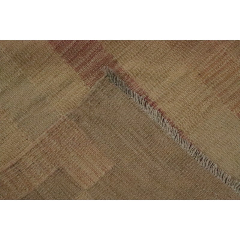 Hand Woven Oriental 100% Wool Carpet Southwestern Tribal Brown Kilim Area Rug - 9' 2'' X 6' 6''