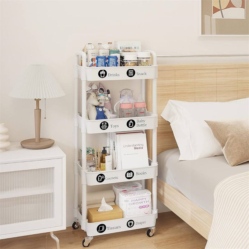 4-Tier Rolling Utility Cart - 11.42"D x 15.35"W x 40.94"H