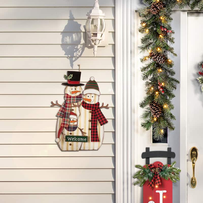 Glitzhome Metal Christmas Snowman Nutcracker Gnome Family Yard Stakes Wall Decor