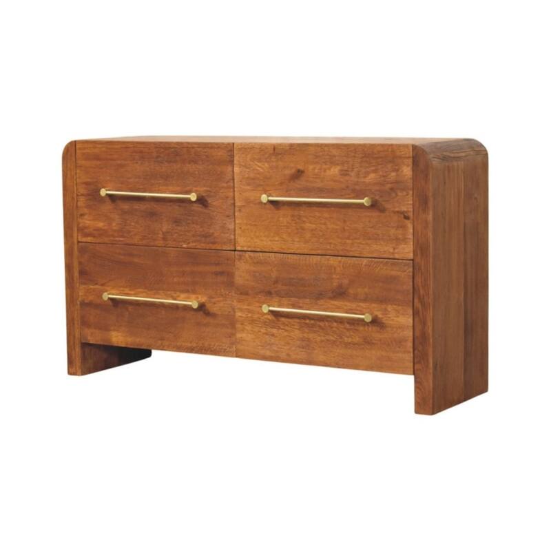 Artisan Furniture Solid Wood Oak line Four Drawer Chest ,Brown with 4-Drawers