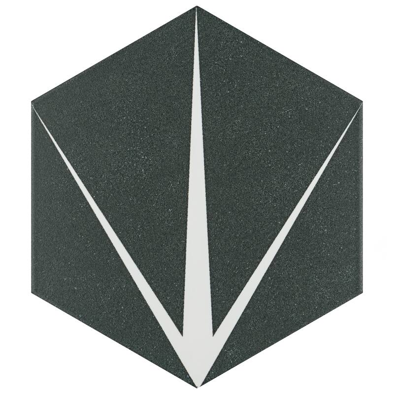 Merola Tile Trident Hex Nero 8-5/8" x 9-7/8" Porcelain Floor and Wall Tile