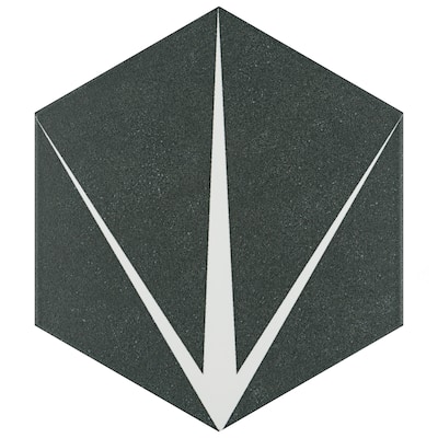 Merola Tile Trident Hex Nero 8-5/8" x 9-7/8" Porcelain Floor and Wall Tile