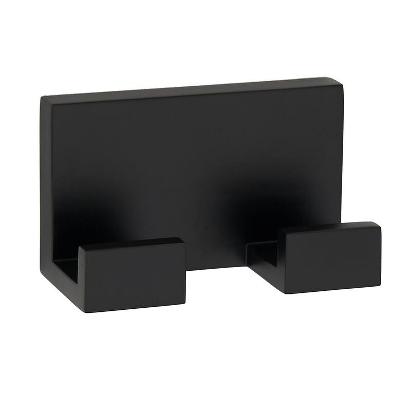 Alno A6484 Linear 3" Wide Solid Metal Modern Double Bathroom Robe - Matte Black