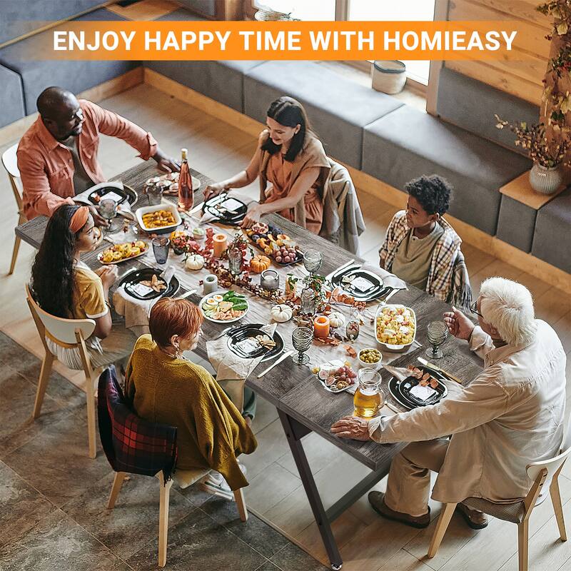 Farmhouse Dining Table for 8 People, 70.8-Inch Rectangular Wood Kitchen Table
